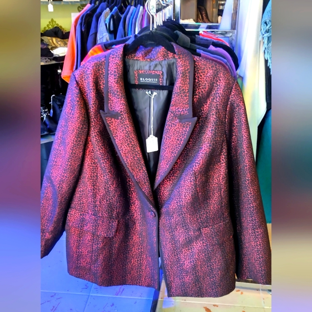 NWT Eloquii sz 28 blazer jacket animal print